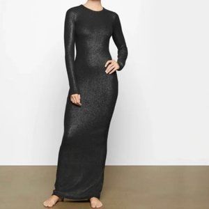 New Skims Shimmer Soft Lounge Crew Neck Long Sleeves Dress